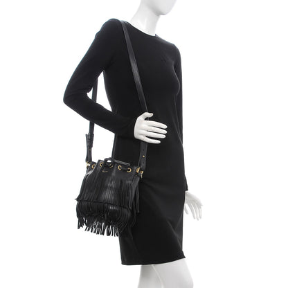 Saint Laurent Calfskin Small Emmanuelle Fringe Bucket Bag Black 3 of 19