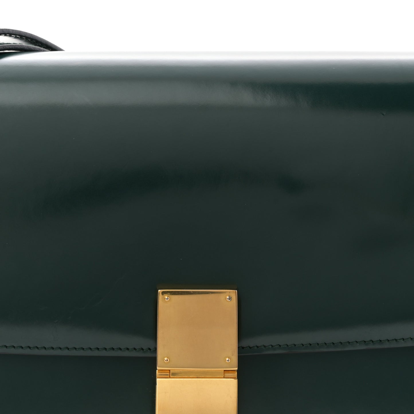 Spazzolato Calfskin Classic Box Medium Flap Bag Dark Green