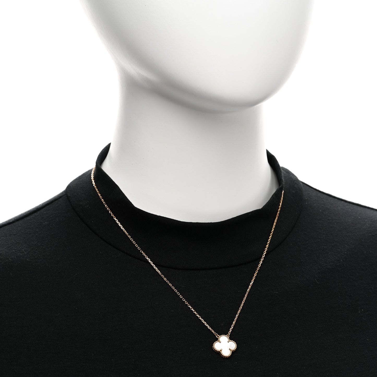 18K Yellow Gold Mother of Pearl Vintage Alhambra Pendant Necklace