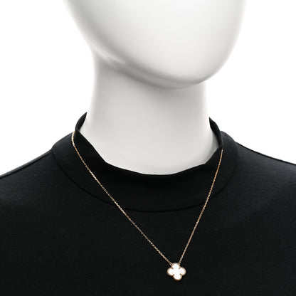 Van Cleef & Arpels 18K Yellow Gold Mother of Pearl Vintage Alhambra Pendant Necklace 2 of 5