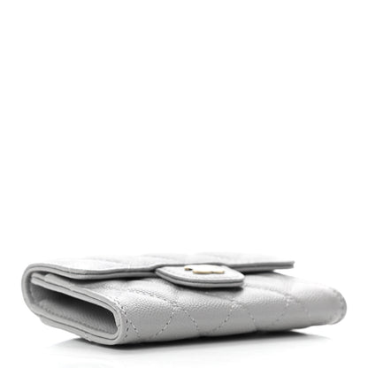Chanel Caviar Quilted Flap Card Holder Wallet Grey 4 of 8
