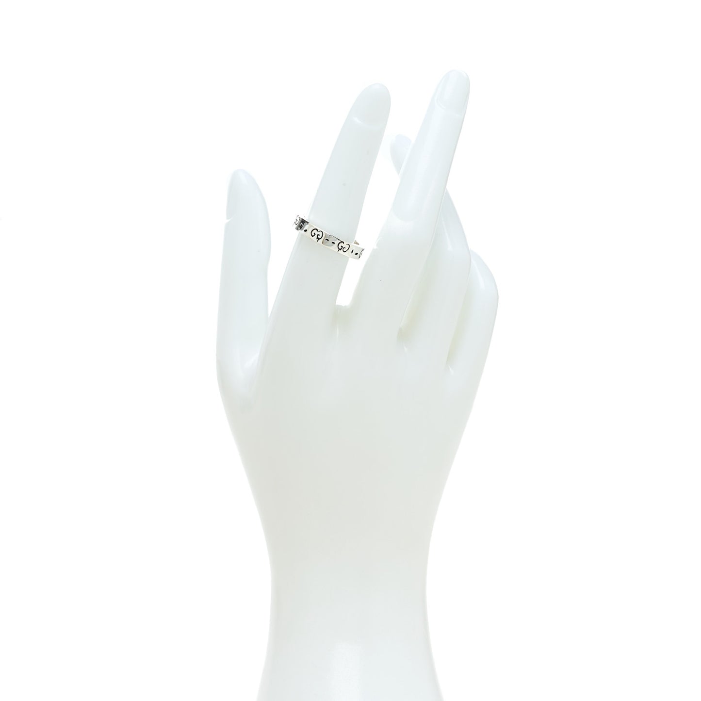Sterling Silver Narrow GucciGhost Hamlet Skull Ring 53 6.25