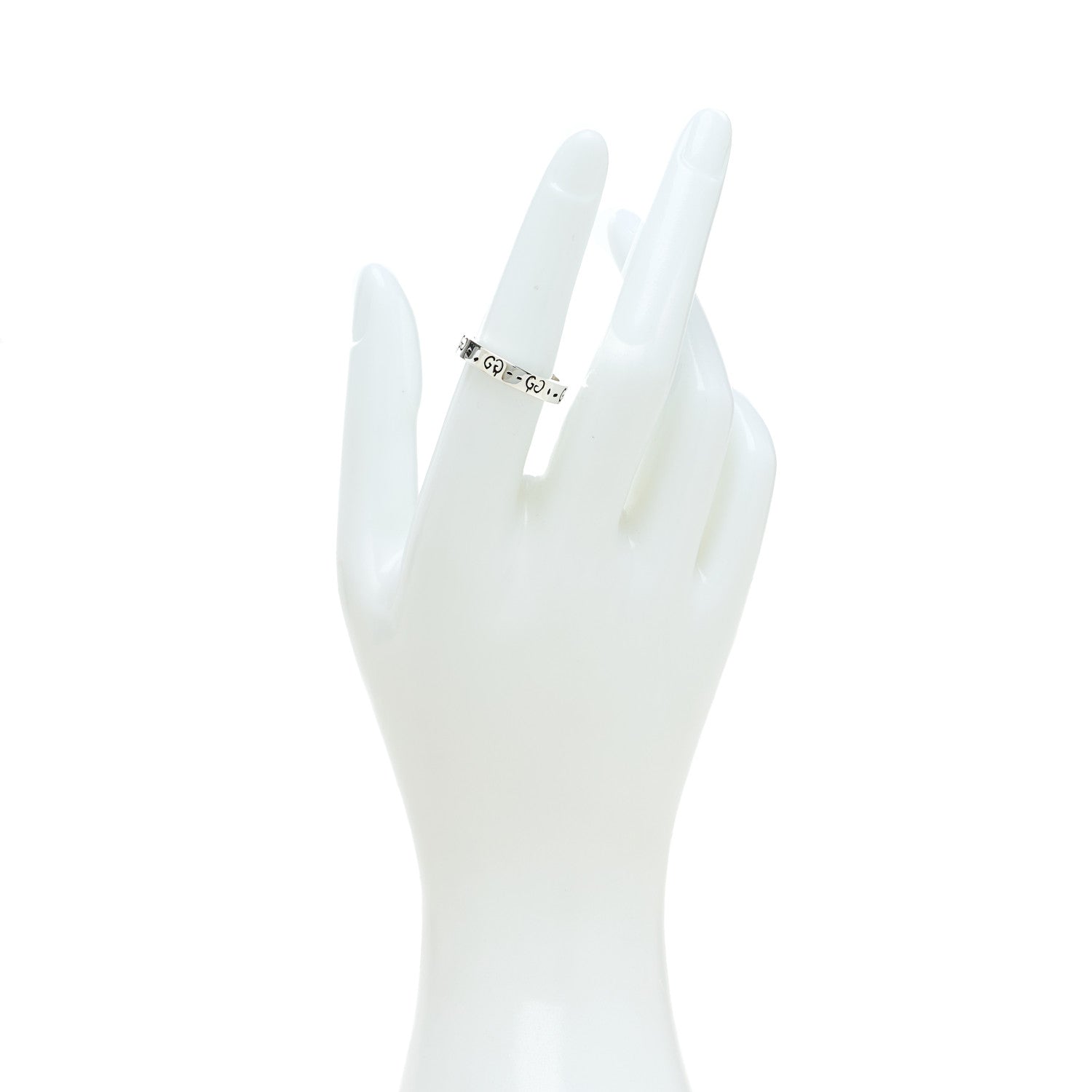 Gucci Sterling Silver Narrow GucciGhost Hamlet Skull Ring 53 6.25 2 of 6