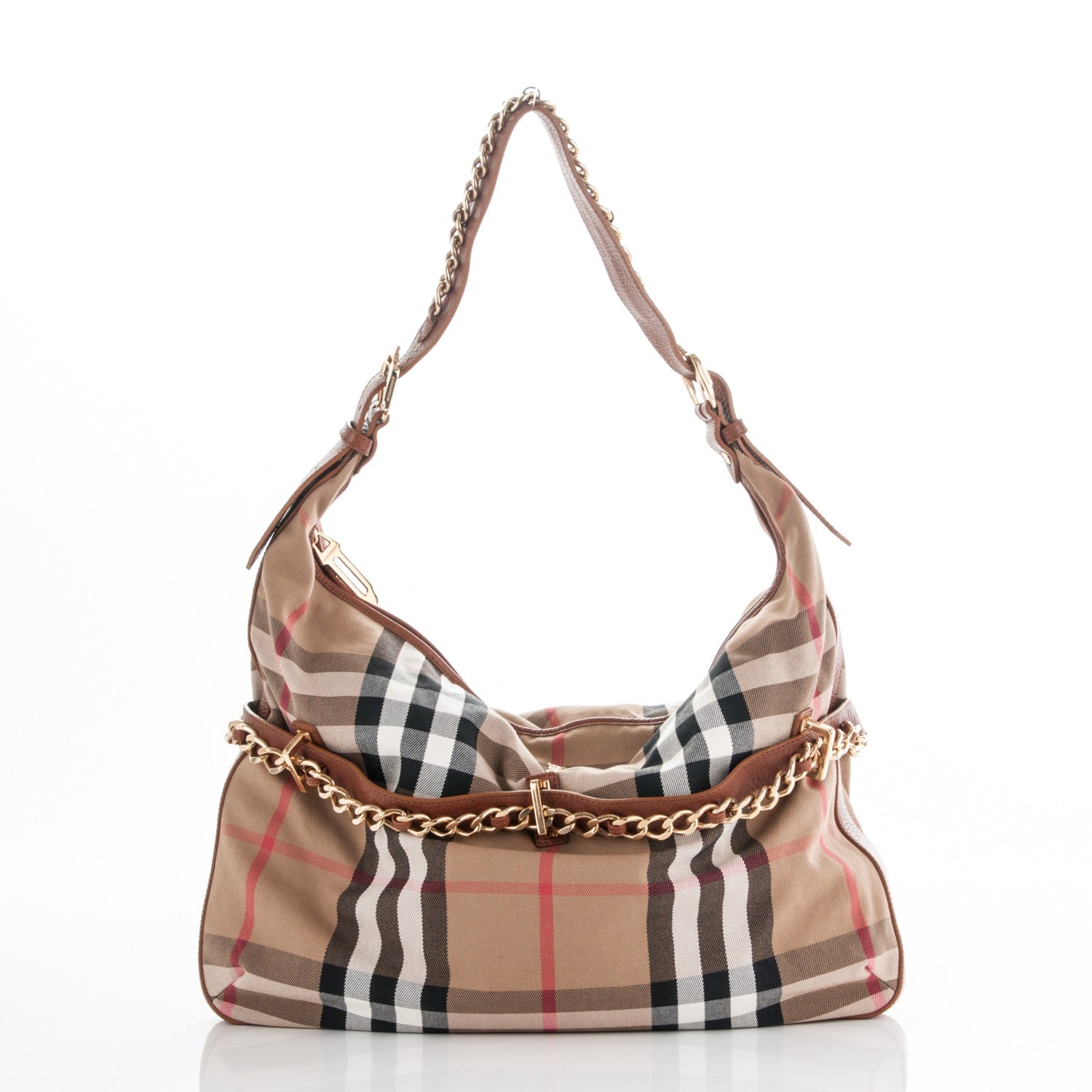 Burberry House Check Chain Hobo Tan 1 of 6