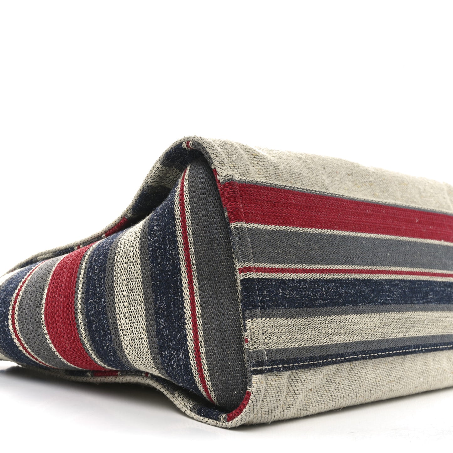 Striped Canvas Small Deauville Tote Beige