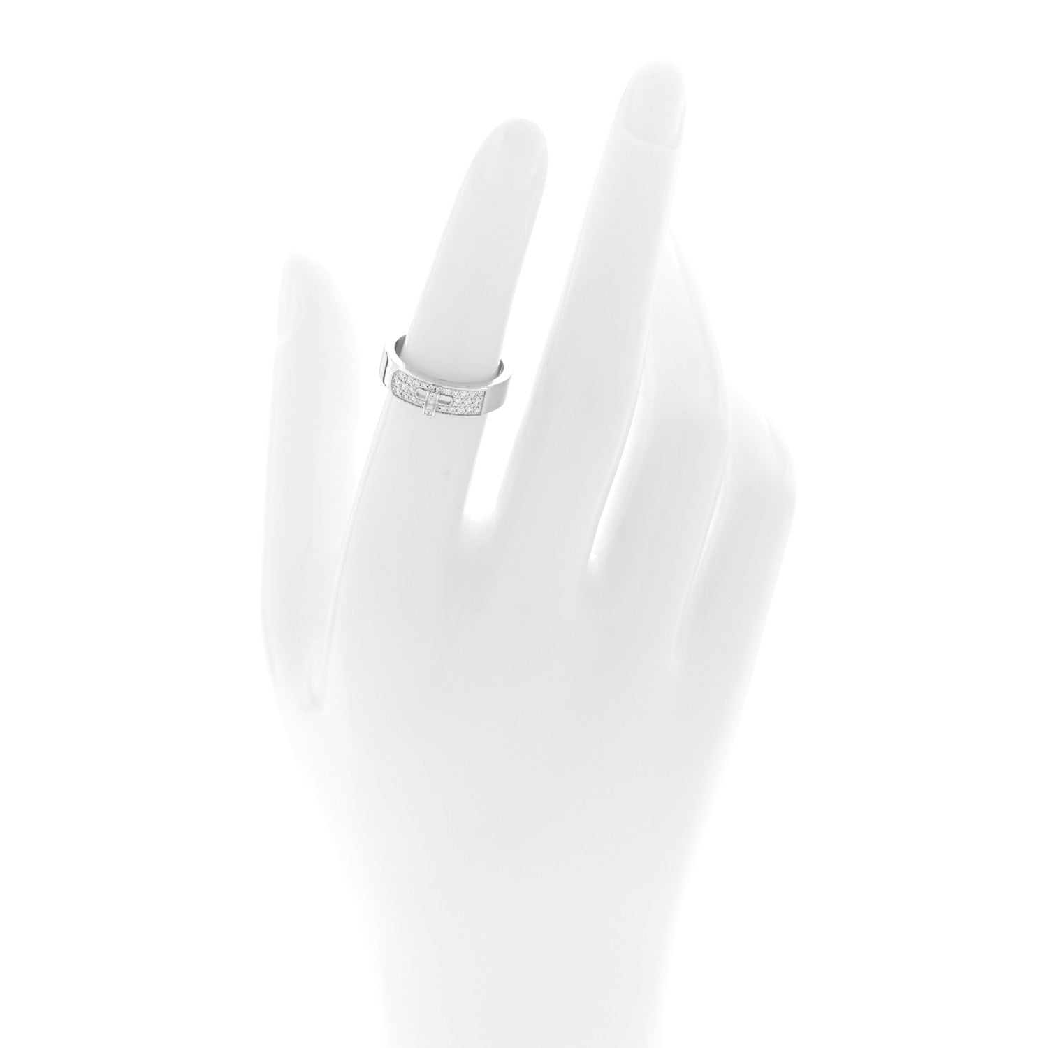 Hermes 18K White Gold Diamond Kelly Ring 50 5.5 2 of 5