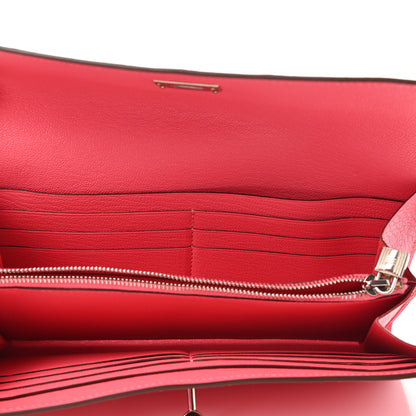 Hermes Chevre Mysore Kelly Longue Wallet Rose Lipstick 5 of 7