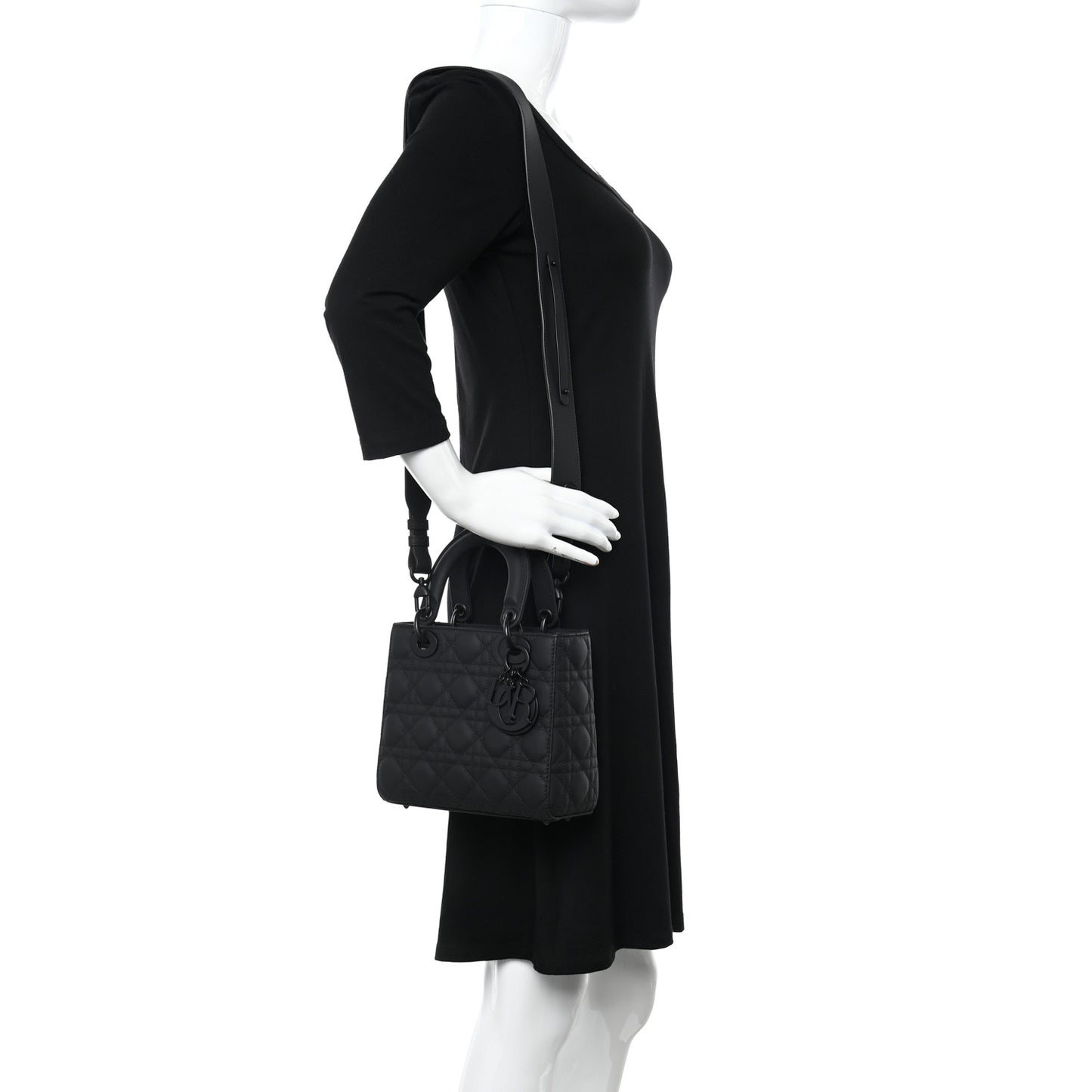 Ultra Matte Calfskin Cannage Small My ABCDior Lady Dior Black