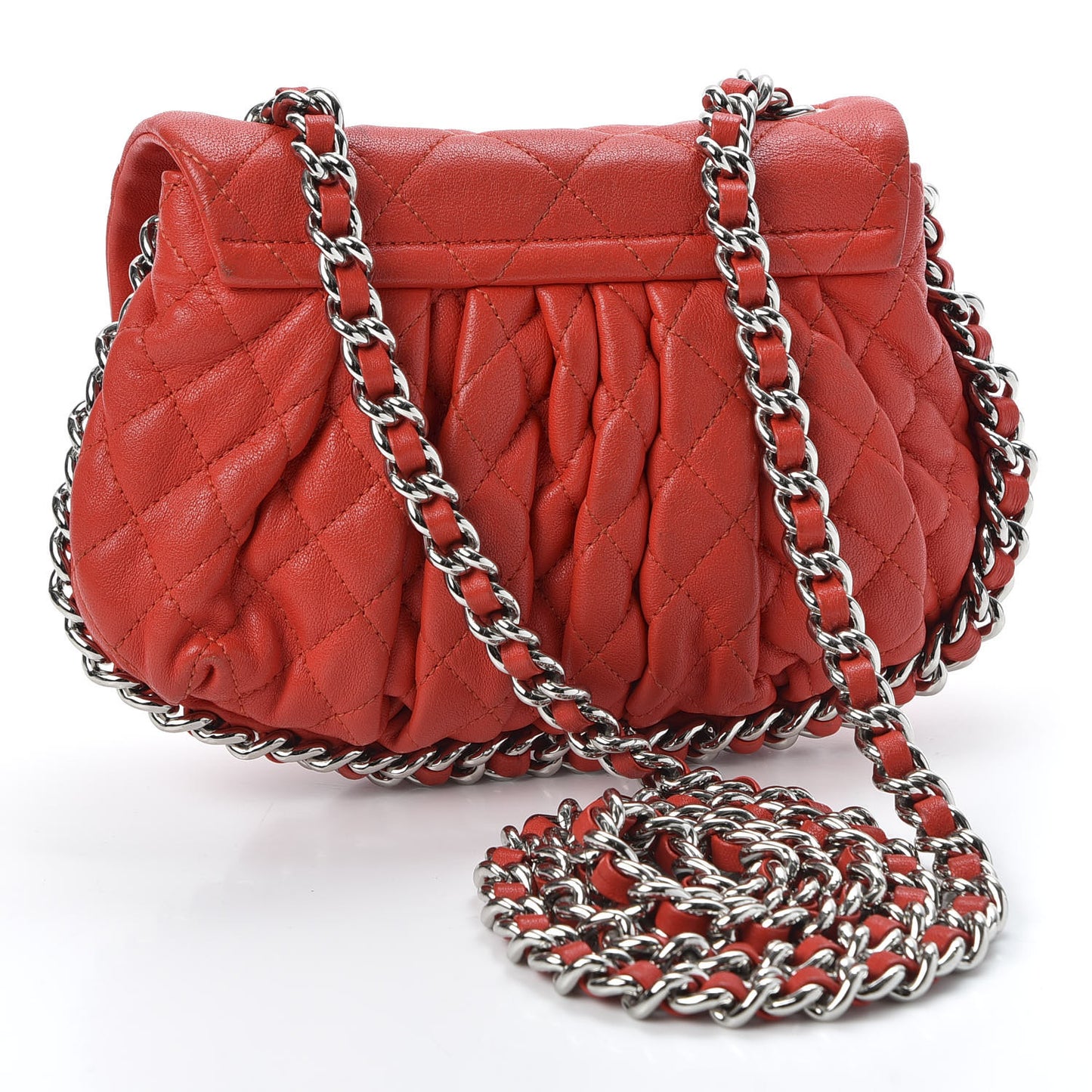 Washed Lambskin Mini Chain Around Messenger Red