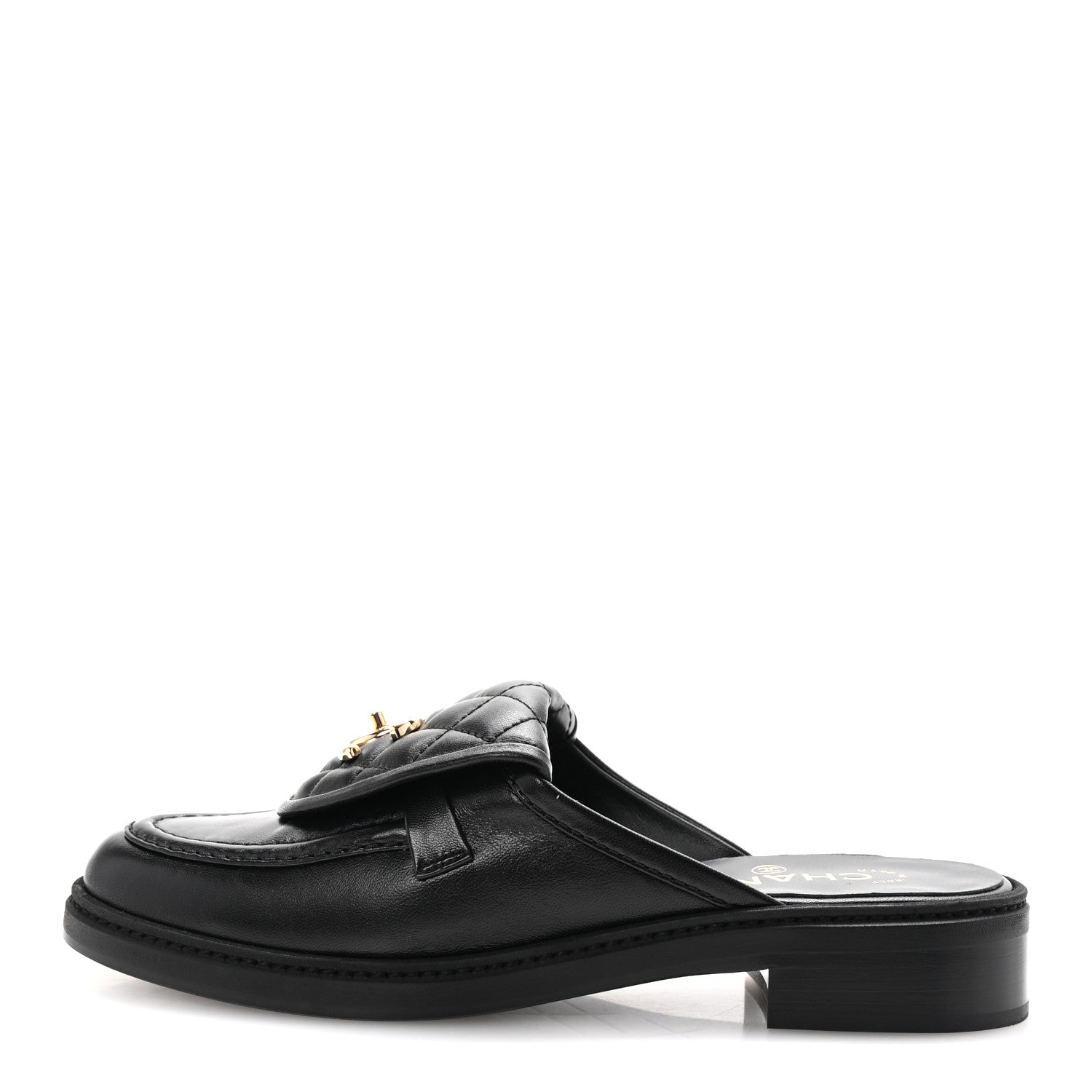 Chanel Lambskin Quilted CC Turnlock Mules 38.5 Black 1709567