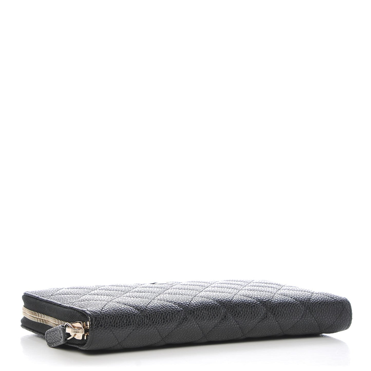 Caviar Quilted Large Zip Around Organizer Wallet Black