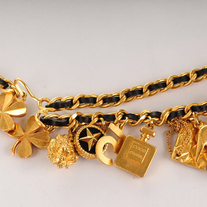 Chanel Lambskin Chain Iconic Charm Belt Black Gold 4 of 7