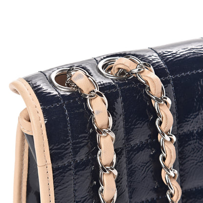 Chanel Patent Lambskin Medium Chocolate Bar Flap Navy Beige 14 of 15