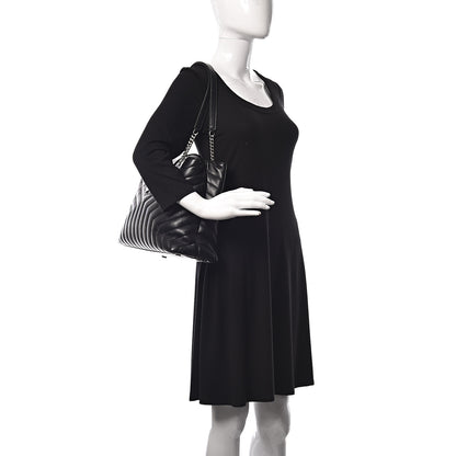 Saint Laurent Calfskin Y Quilted Monogram Large Loulou Shopper Black 2 of 12