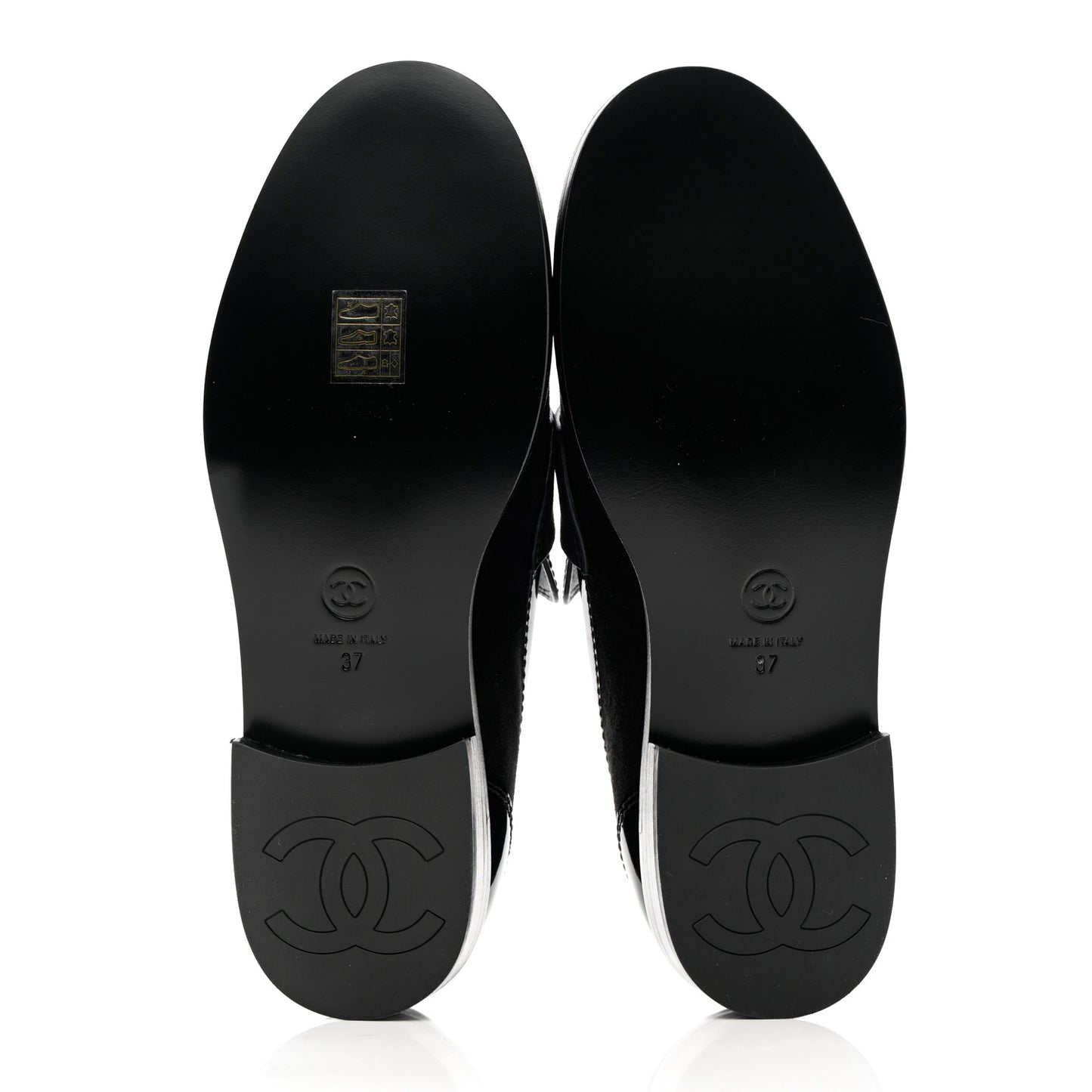 Patent Calfskin Suede Kidskin CC Mocassin Loafers 37 Black