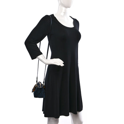 Fendi Chenille Vitello King Plexiglass FF Mini By The Way Top Handle Boston Bag Blue Black 3 of 8