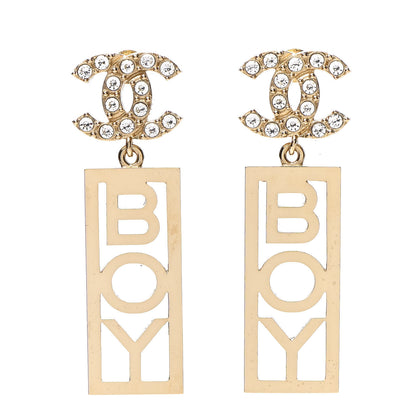Chanel Crystal Boy Earrings Gold 1 of 5