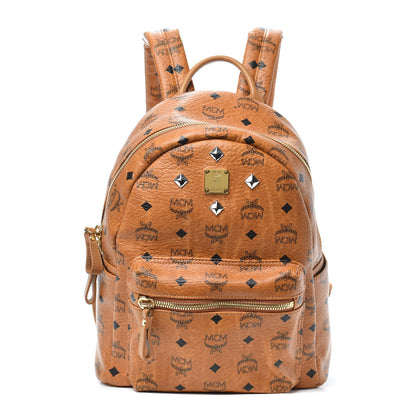 MCM Visetos Small Sprinkle Stud Stark Backpack Cognac 1 of 9