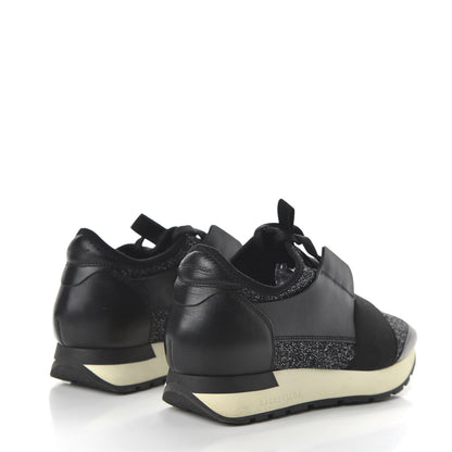 Balenciaga Mesh Lurex Calfskin Womens Race Runner Sneakers 36 Black 4 of 7