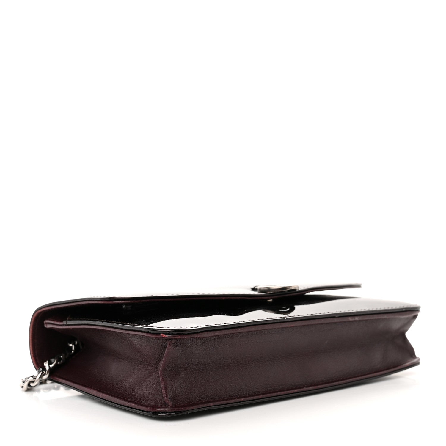 Chanel Patent Coco Cabas Wallet On Chain WOC Burgundy 4 of 24