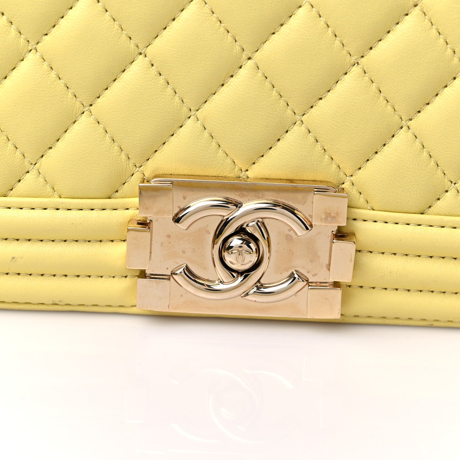Chanel Lambskin Quilted Medium Boy Flap Yellow 17 of 17