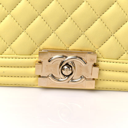Chanel Lambskin Quilted Medium Boy Flap Yellow 17 of 17