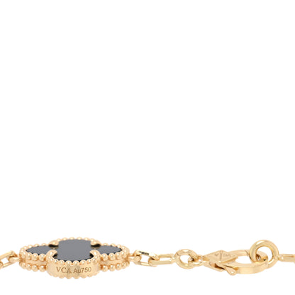 Van Cleef & Arpels 18K Yellow Gold Black Onyx 5 Motifs Vintage Alhambra Bracelet 3 of 3
