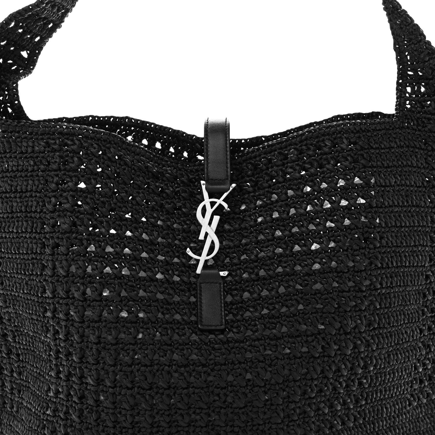 Saint Laurent Raffia Monogram Le 5 A 7 Medium Tote Black 8 of 11