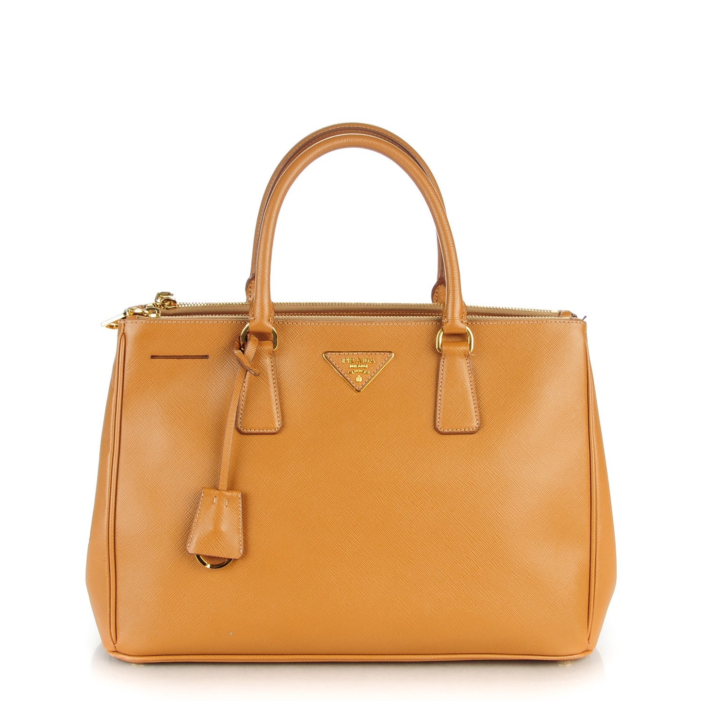 Saffiano Medium Galleria Double Zip Tote Caramel