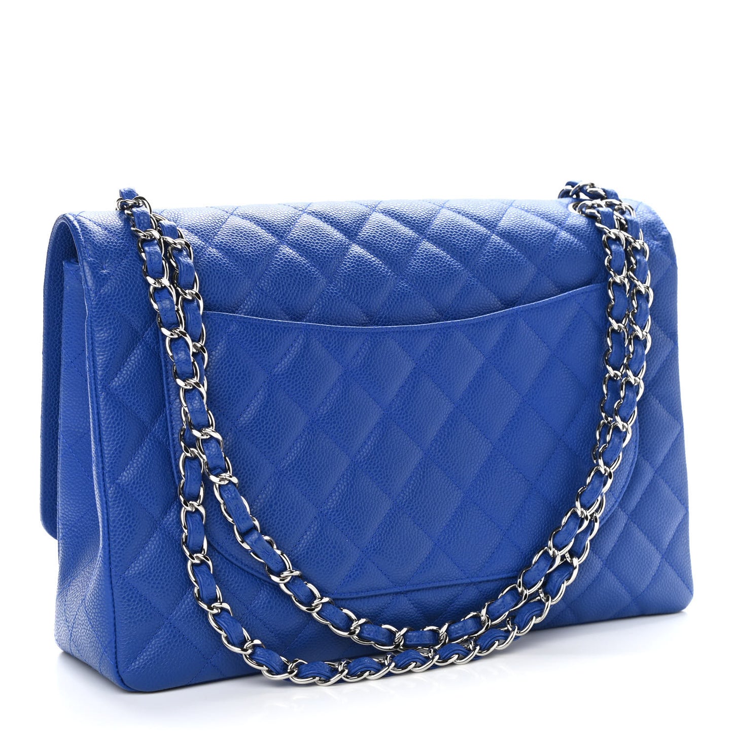 Caviar Quilted Maxi Single Flap Blue