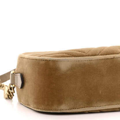 Gucci Velvet Matelasse Small GG Marmont Chain Shoulder Bag Taupe 9 of 14