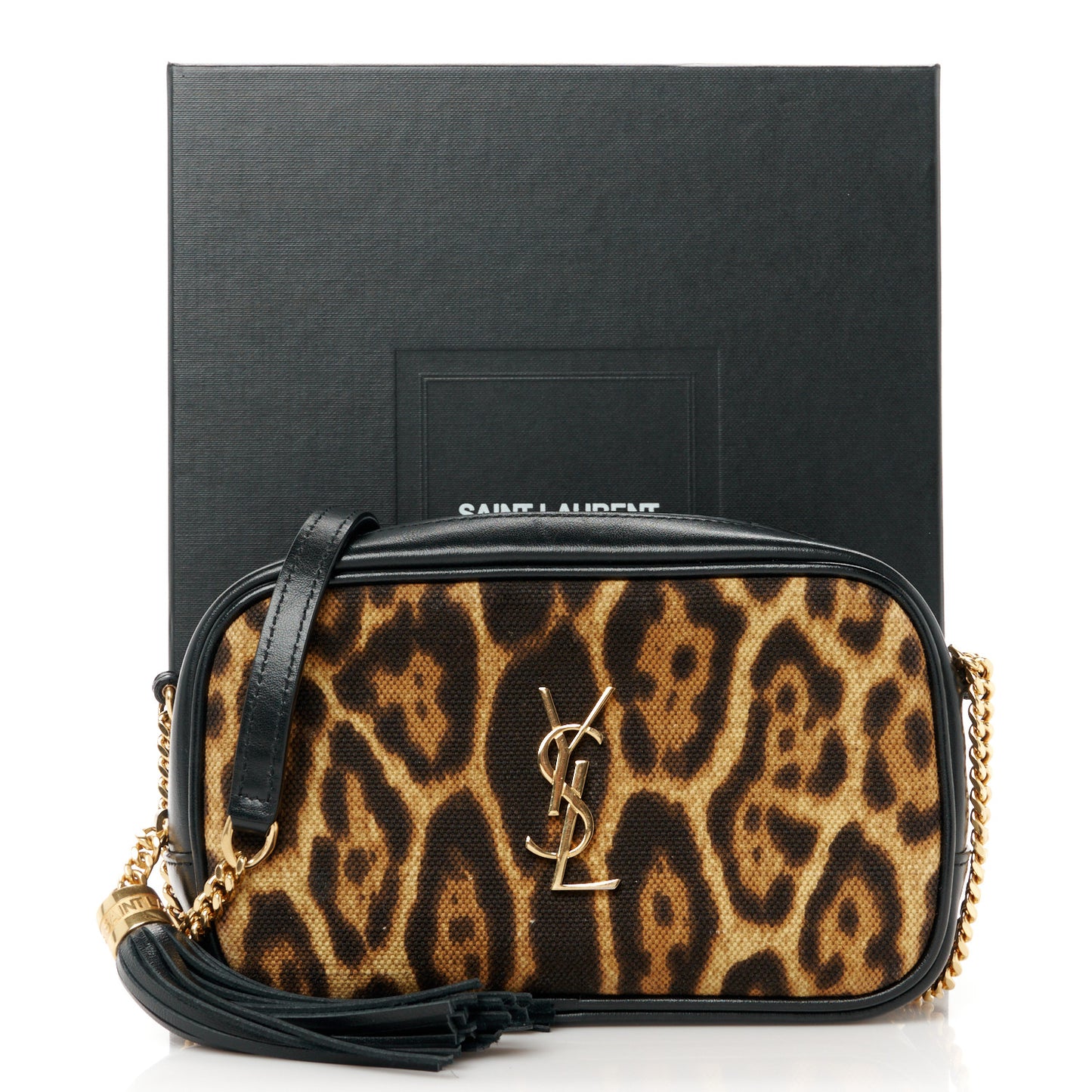 Canvas Calfskin Leopard Print Monogram Mini Lou Camera Bag Brown