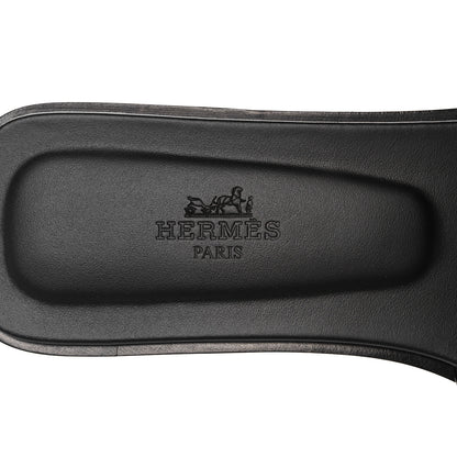 Hermes Box Calfskin Oran Sandals 38.5 Black 7 of 9