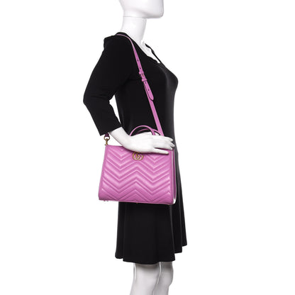 Gucci Calfskin Matelasse Small GG Marmont Tote Candy Mousse 2 of 10
