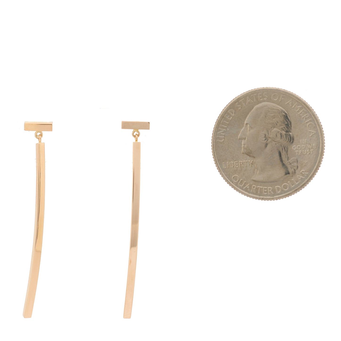 18K Yellow Gold T Bar Earrings