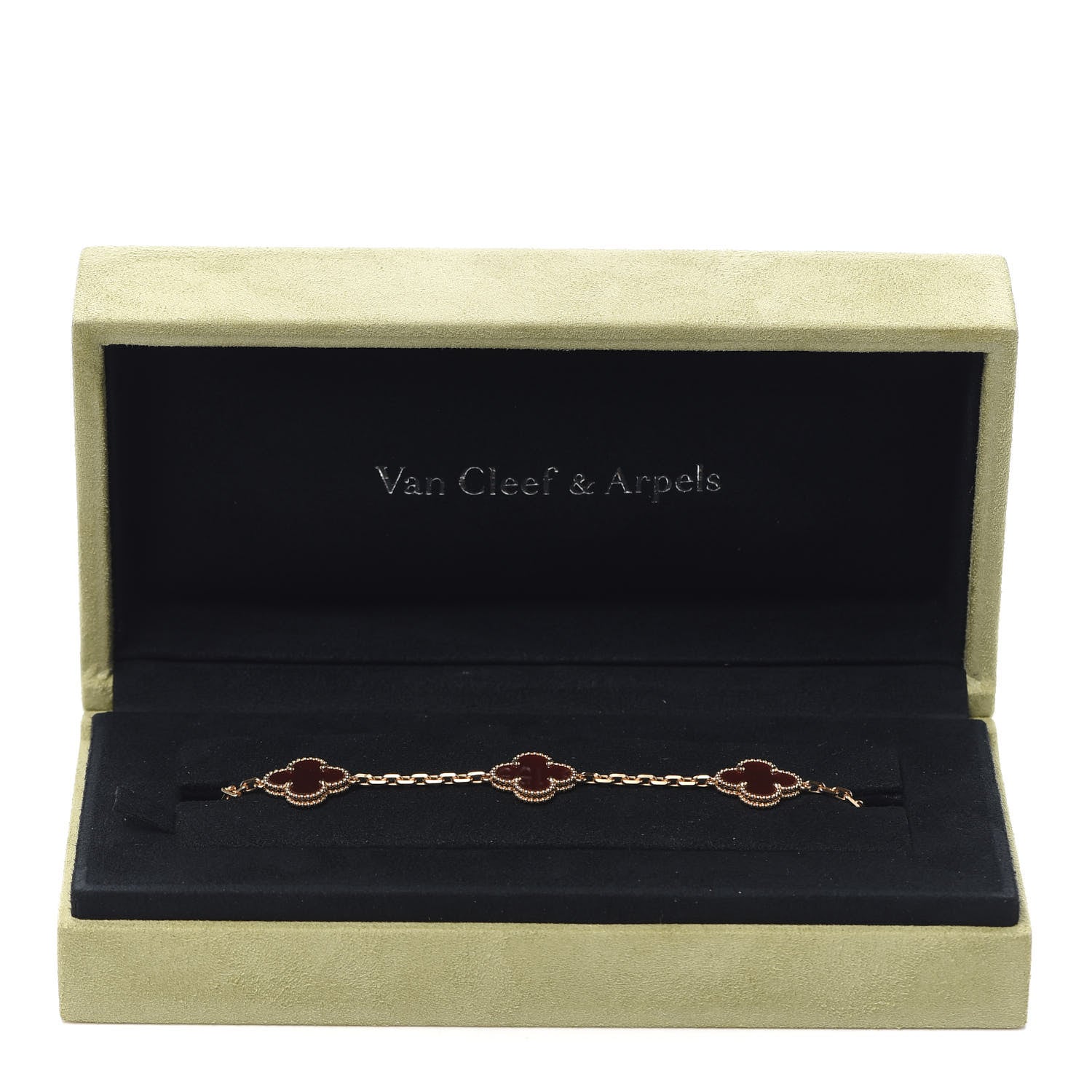 Van Cleef & Arpels 18K Yellow Gold Carnelian 5 Motifs Vintage Alhambra Bracelet 7 of 7