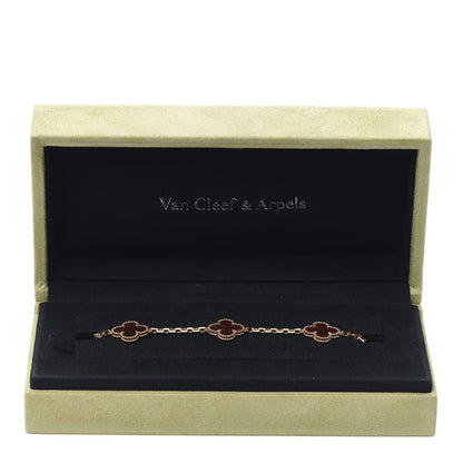 Van Cleef & Arpels 18K Yellow Gold Carnelian 5 Motifs Vintage Alhambra Bracelet 7 of 7