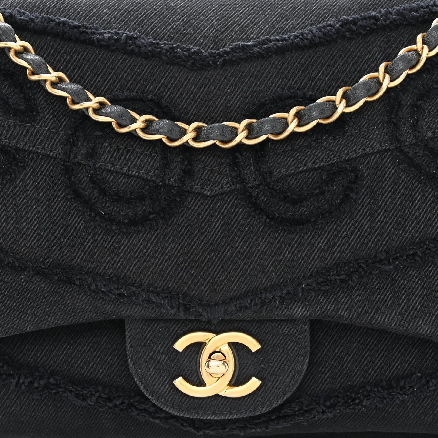 Denim Coco Jumbo Single Flap Black