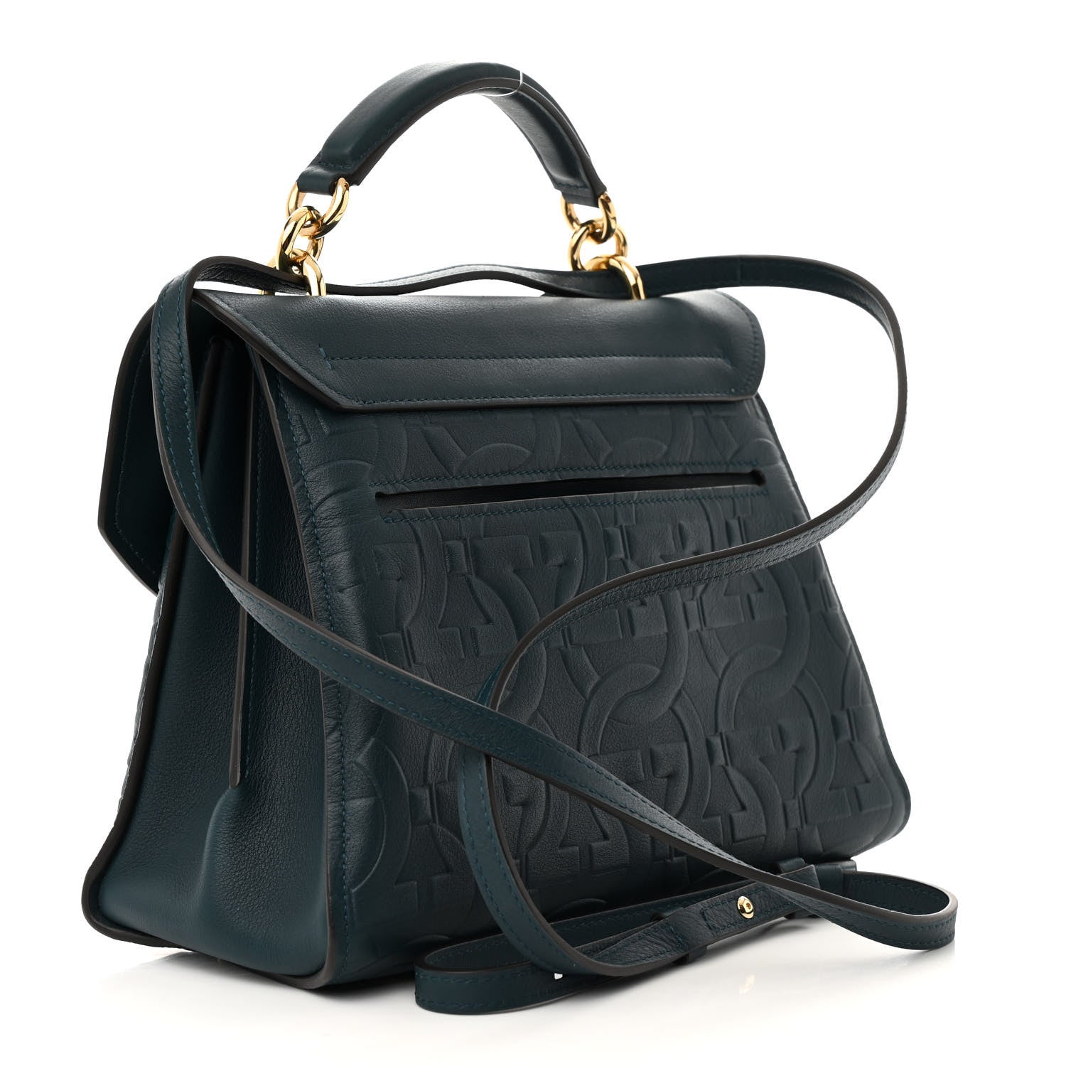 Salvatore Ferragamo Calfskin Embossed Small Margot Top Handle