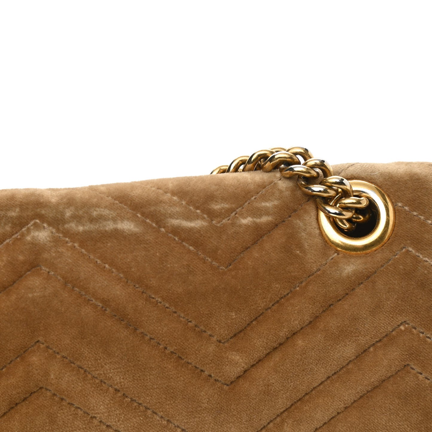 Velvet Matelasse Medium GG Marmont Shoulder Bag Taupe