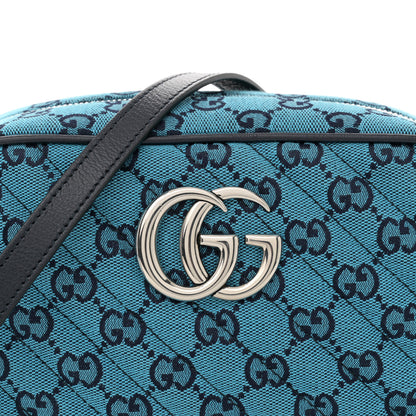 Gucci Monogram Multicolor Matelasse Diagonal Small GG Marmont Chain Shoulder Bag Light Blue 8 of 11