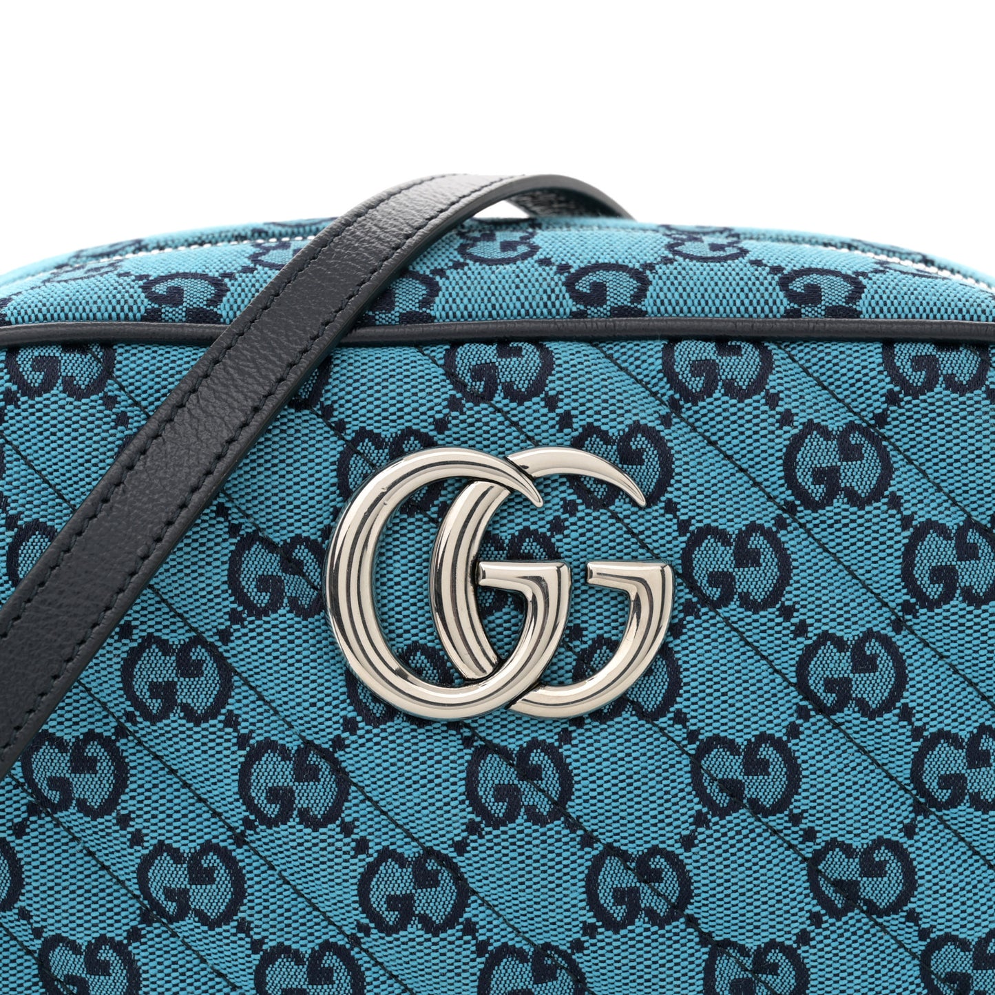 Monogram Multicolor Matelasse Diagonal Small GG Marmont Chain Shoulder Bag Light Blue Light Blue