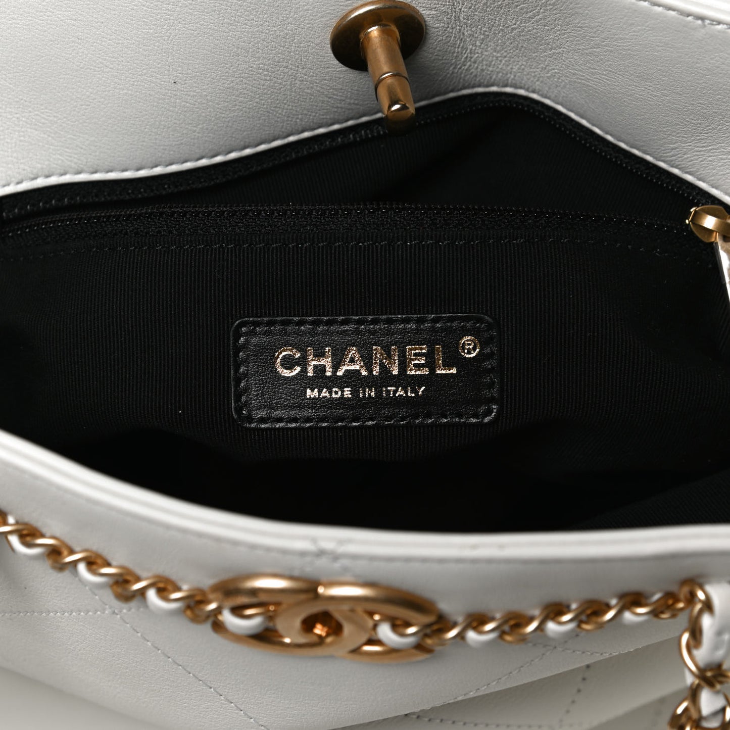 Calfskin Stitched Small Shopping Tote White