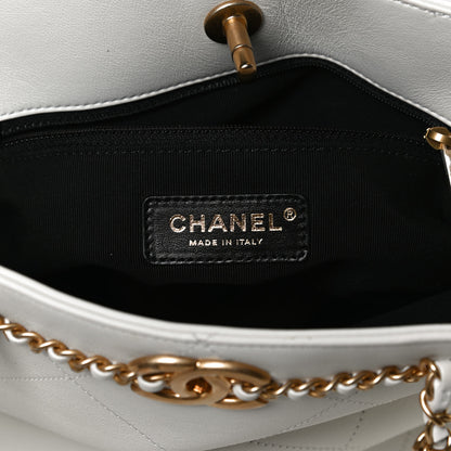 Chanel Calfskin Stitched Small Shopping Tote White 6 of 12