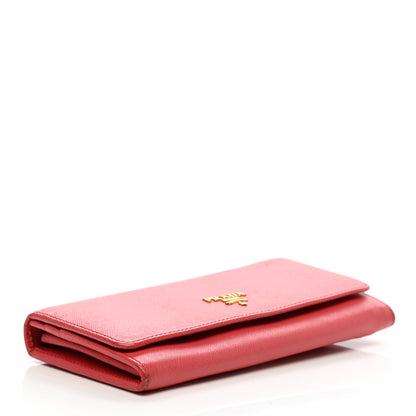 Prada Saffiano Metal Continental Flap Wallet Peonia 4 of 15