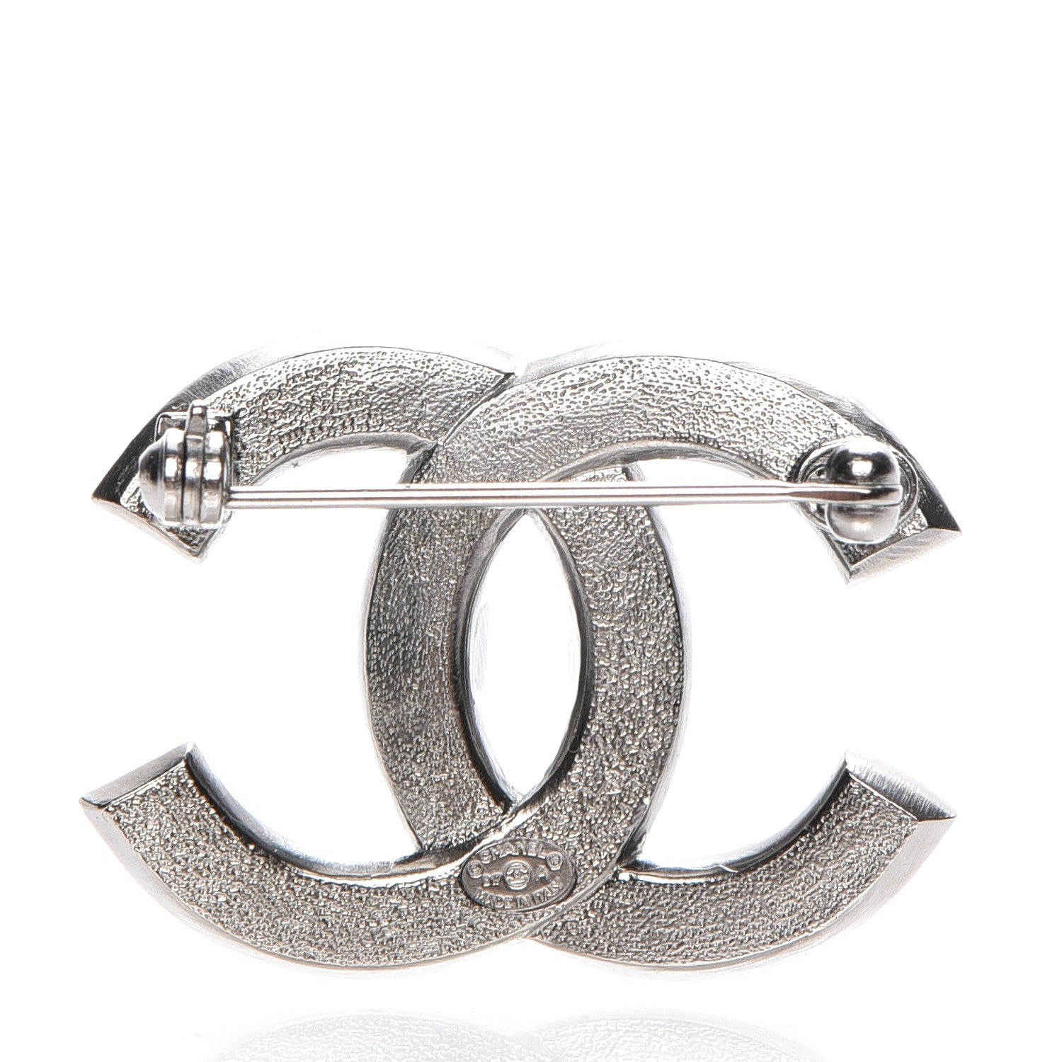 Chanel Baguette Crystal CC Brooch Silver Black 3 of 5