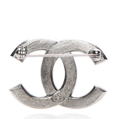 Chanel Baguette Crystal CC Brooch Silver Black 3 of 5