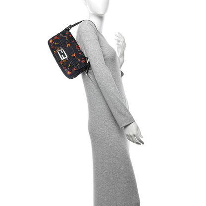 Fendi Denim Ricami Beaded Baguette Blue 2 of 10