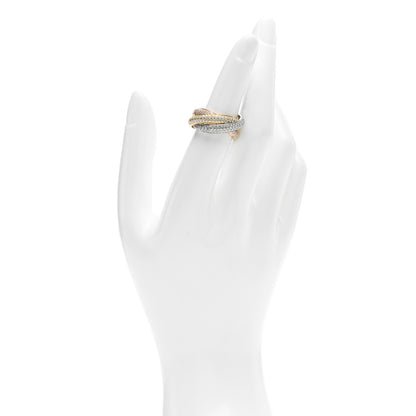 Cartier 18K White Yellow Pink Gold Diamond MM Trinity Full Paved Ring 52 6 2 of 6