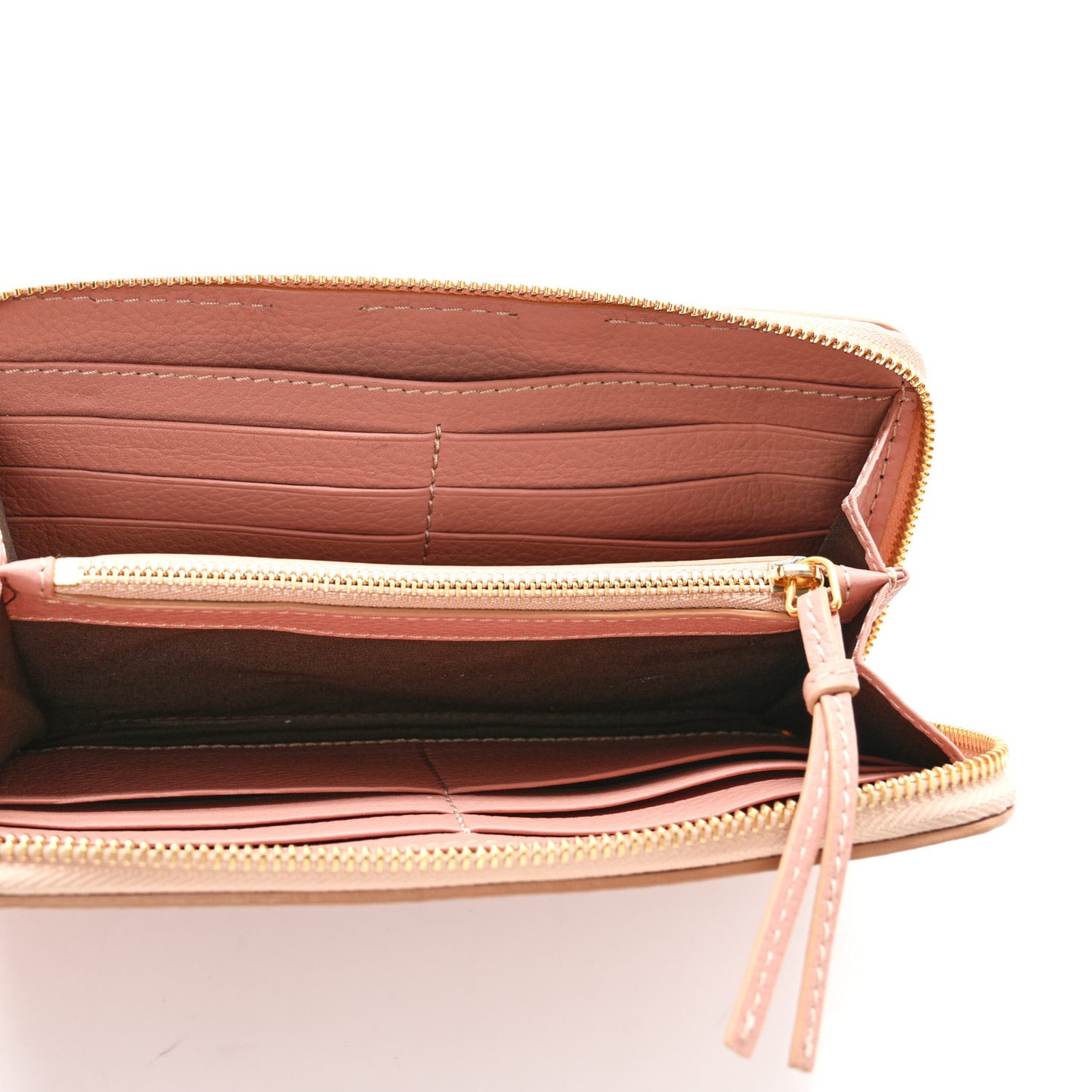 Grained Calfskin Marcie Long Zip Around Wallet Pink